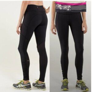 Lululemon Speed Tight Luxtreme Black Leggings with Pink and Gray Size 6
